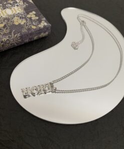 DIOR LOGO SILVER NECKLACE